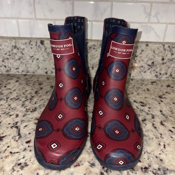 London Fog Rainboots/ short/Patterned Rain Boots#tartan#rainyday#british#travel - Picture 3 of 7